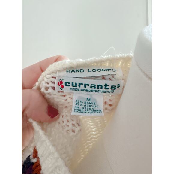 Vintage 80s Hand Loomed Currants Chunky Knit Cardigan Sweater Medium Cottagecore - Picture 7 of 7